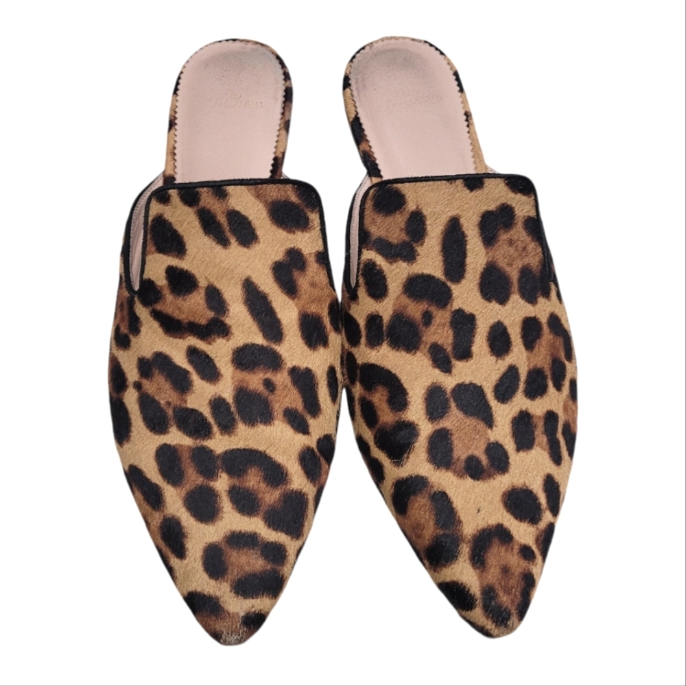 J Crew Leather Calfhair Mules